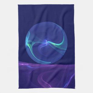 Linge De Cuisine Rêve Abstrait Violet Bleu Lumineux Art Fractal