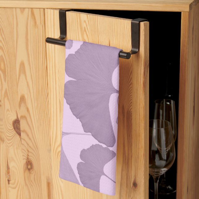 Linge De Cuisine Rêve botanique de Ginkgo violet doux 1 (Pliage en tiers)