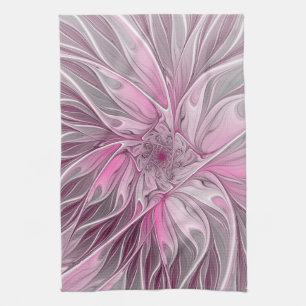 Linge De Cuisine Rêve de fleur rose fractal, Motif d'Imaginaire flo