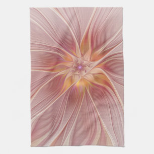 Linge De Cuisine Rêve floral rose doux Fleur d'art fractal Abstrait