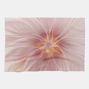 Linge De Cuisine Rêve floral rose tendre, art fractal abstrait de f