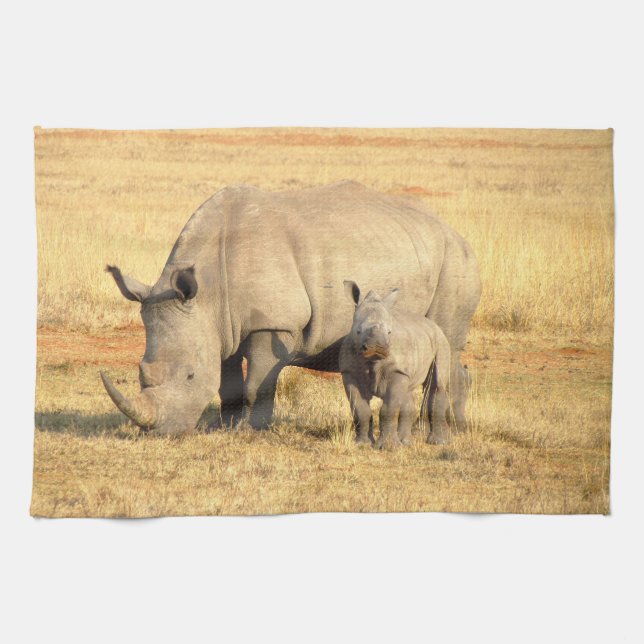 Linge De Cuisine rhinocéros mignons en afrique (Horizontal)