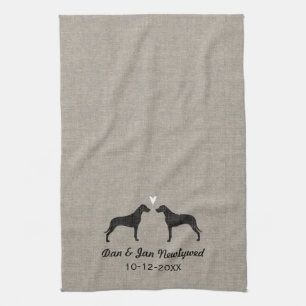 Linge De Cuisine Rhodesian Ridgebacks avec le coeur et le texte