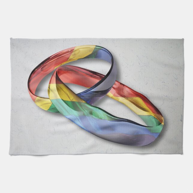Linge De Cuisine Rings de Rainbow Wedding pour l'Equality (Horizontal)