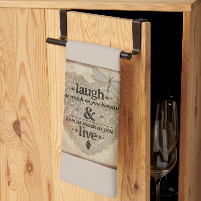 Linge De Cuisine Rire autant que vous respirez dicton (Pliage en tiers)
