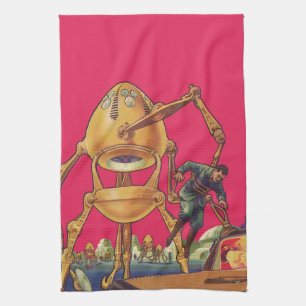 Linge De Cuisine Robot Alien de Science-Fiction Vintage Capturant u