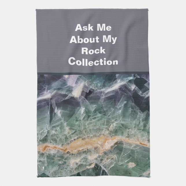 Linge De Cuisine Rock Collector Humour violet vert pierre polie (Vertical)