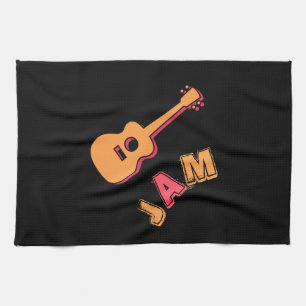 Linge De Cuisine Rocking Guitar, Music Jam Style, Orange et Red Art