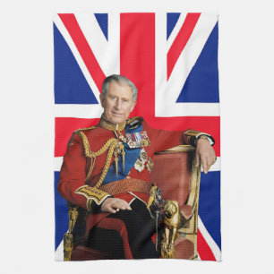 Linge De Cuisine Roi Charles III avec drapeau britannique