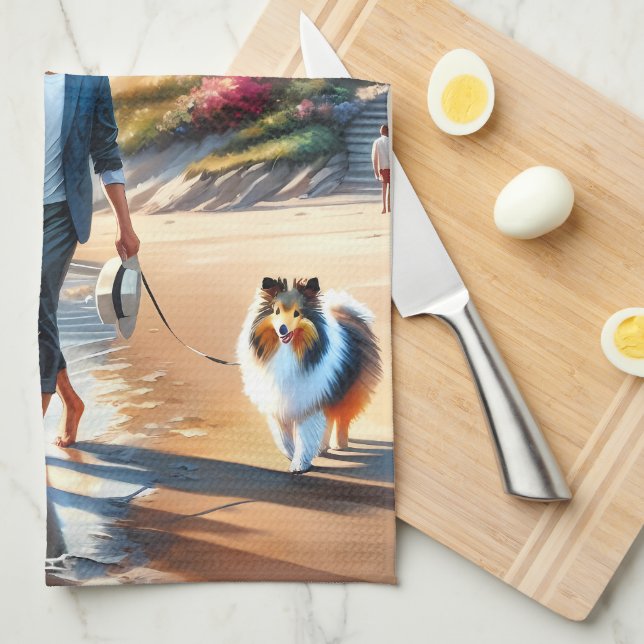 Linge De Cuisine Romantic Coastal Cottage Sunset Stroll (Quart Plié)