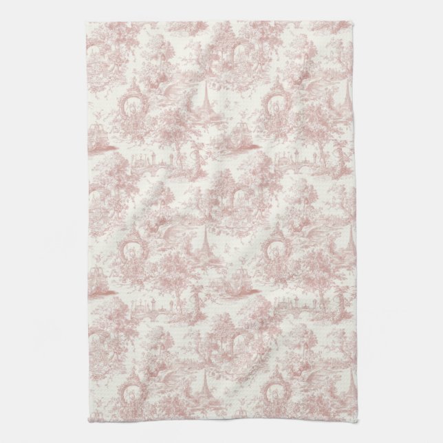 Linge De Cuisine Romantic Pink French Toile Countryside Pattern (5) (Vertical)