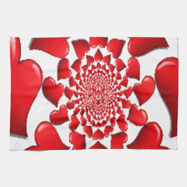 Linge De Cuisine Romantique Red Hearts Art Motif Imprimer (Horizontal)