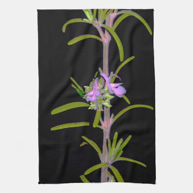 Linge De Cuisine Romarin en fleurs (Vertical)