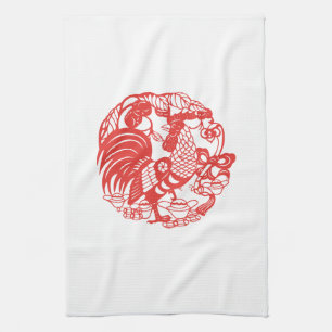 Linge De Cuisine Rooster Chinois Découpe Année 2017 Serviette7