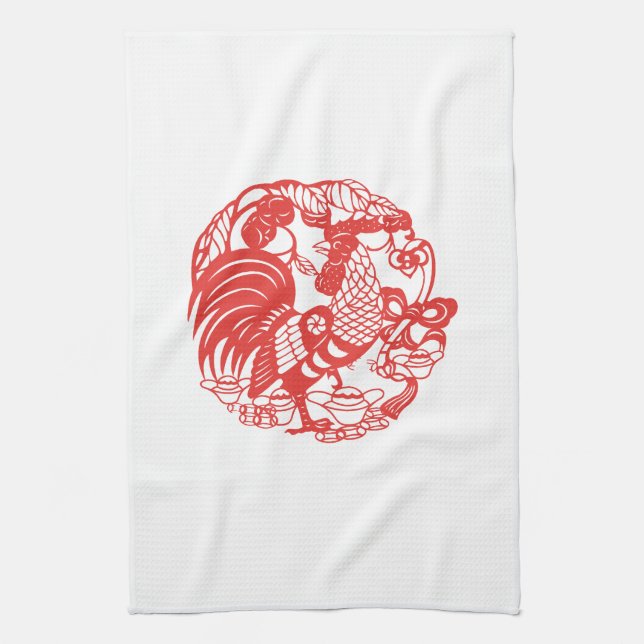 Linge De Cuisine Rooster Chinois Découpe Année 2017 Serviette7 (Vertical)