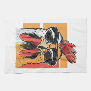 Linge De Cuisine Rooster cool portant lunettes de soleil Retro Vint