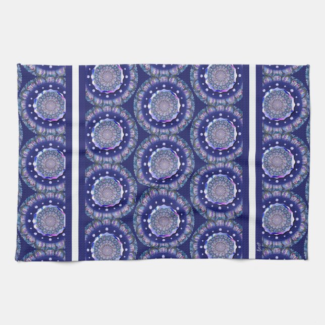 Linge De Cuisine Rosace bleue (Horizontal)