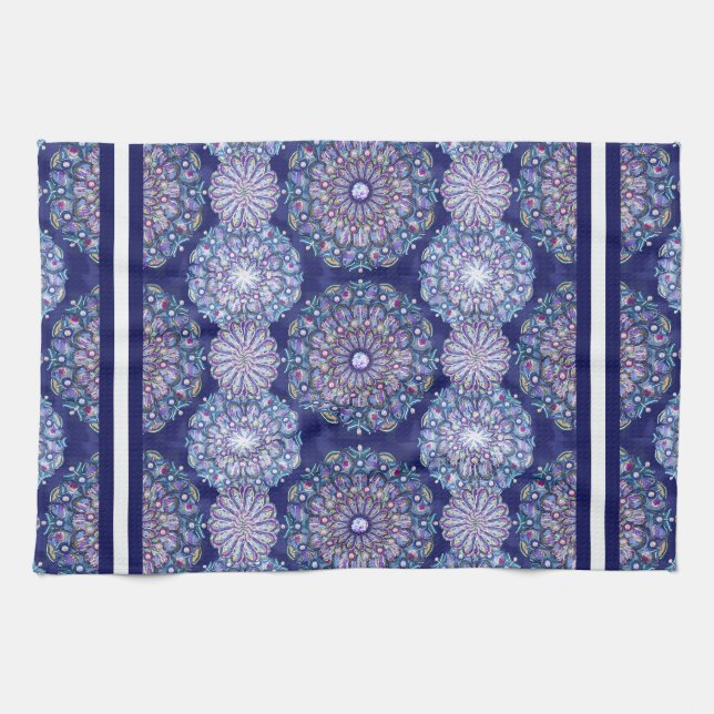 Linge De Cuisine Rosace bleue (Horizontal)