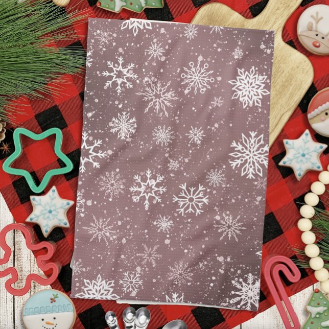 Linge De Cuisine Rose blanc Snowflakes rose (Créateur téléchargé)