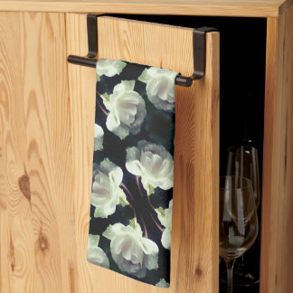 Linge De Cuisine Rose blanche avec Motif Raindrops