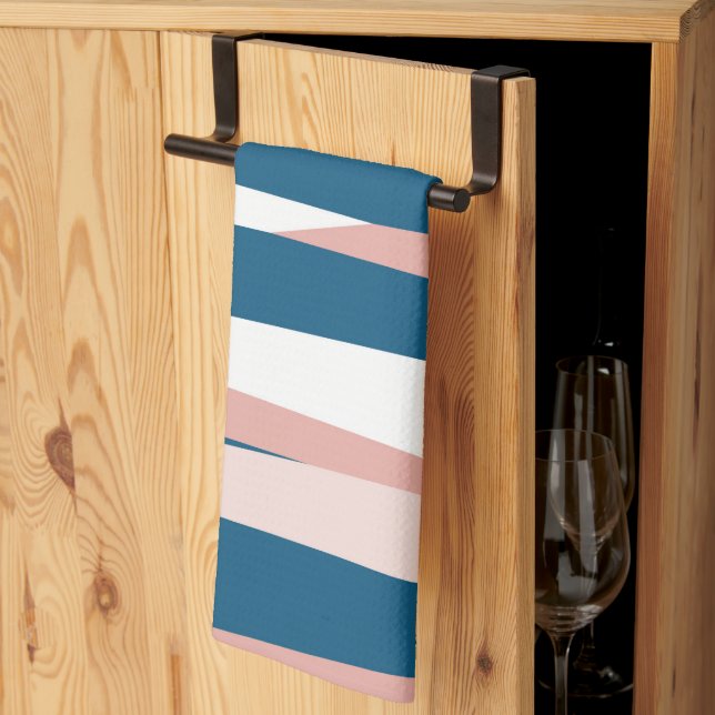 Linge De Cuisine Rose Bleu et Blanc Abstrait   (Pliage en tiers)