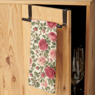 Linge De Cuisine Rose Classique Romantique Art Vigne