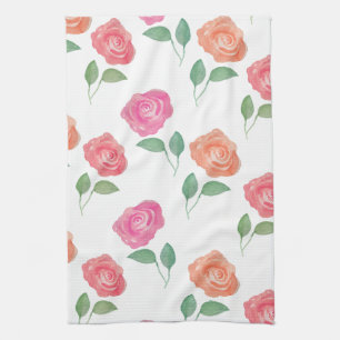 Linge De Cuisine Rose d'aquarelle florale