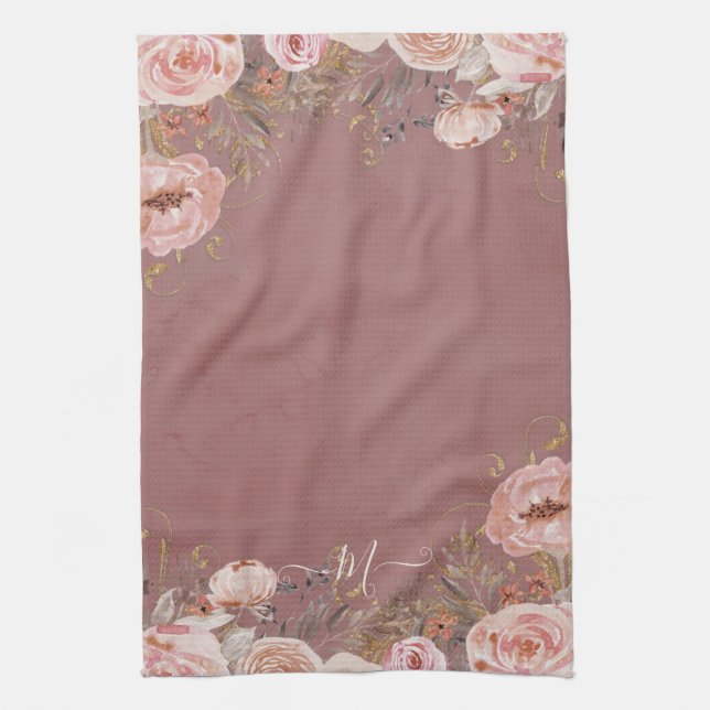 Linge De Cuisine Rose d'aquarelle rose pâle d'aquarelle florale (Vertical)