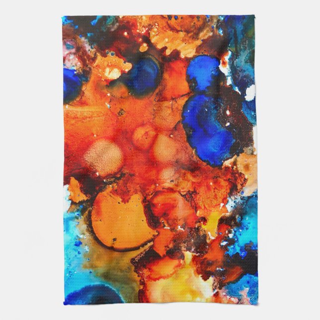 Linge De Cuisine Rose d'art abstrait orange rouille (Vertical)