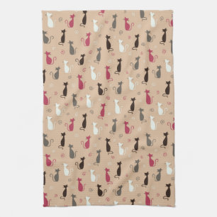 Linge De Cuisine rose de motif de chats