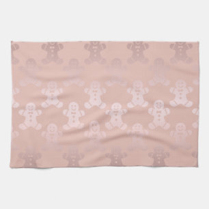 Linge De Cuisine Rose de Noël mignon Gold Gingerbread Homme Motif