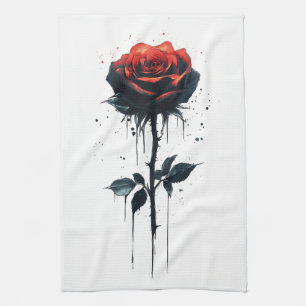 Linge De Cuisine Rose de sang coulant : Art Floral Gothique
