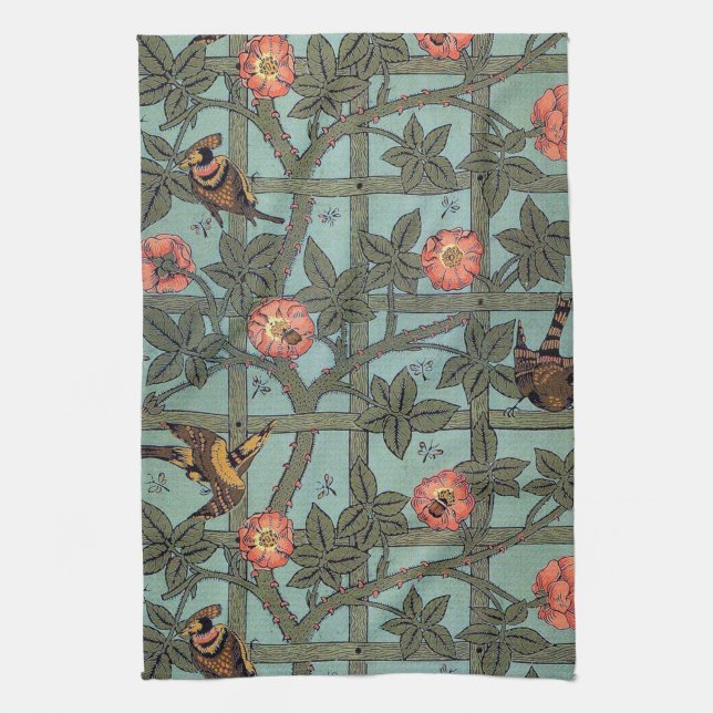 Linge De Cuisine Rose d'Escalades & Petit Oiseau, William Morris (Vertical)
