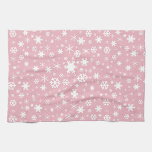 Linge De Cuisine Rose en pastel de Noël de motif élégant de floc