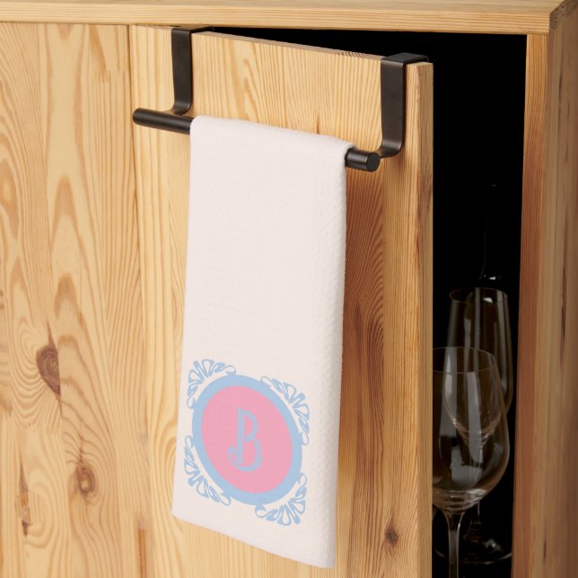 Linge De Cuisine Rose et bleu personnalisés (Pliage en tiers)