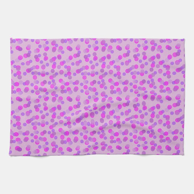 Linge De Cuisine rose et pois violet (Horizontal)