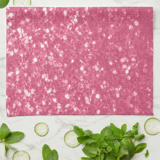 Linge De Cuisine Rose faux étincelles scintillement rose clair (Plié)