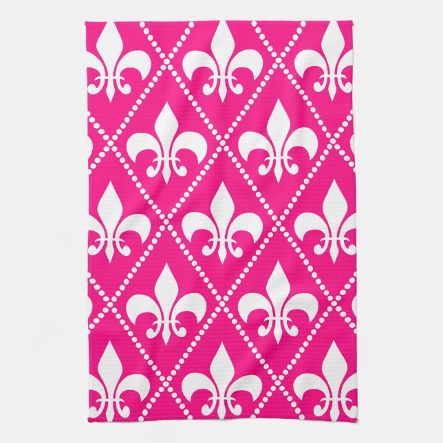 Linge De Cuisine Rose Fleur de Lis (Vertical)