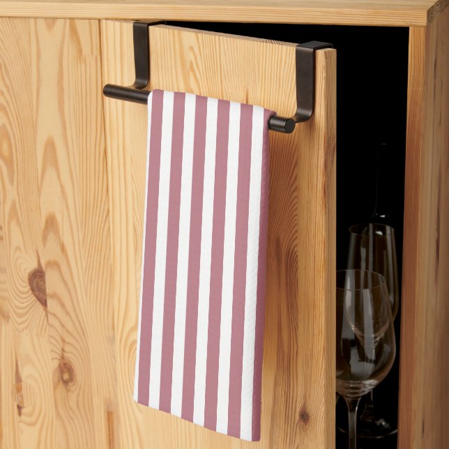 Linge De Cuisine Rose Gold Blanc Simple Rayé Horizontal (Pliage en tiers)