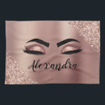 Linge De Cuisine Rose Gold Blush Pink Monogram Glitter Eyelashes<br><div class="desc">Or rose - Faux rose vif Foil Parties scintillant étincelante métallique brossé Monogramme en métal Nom et cils initiaux (cils), Extensions Eyelash et Eyes Serviette de cuisine. Le design fait le cadeau parfait pour 16 ans, mariage, douche nuptiale, anniversaire, baby shower ou bachelorette pour quelqu'un à la recherche d'un style...</div>