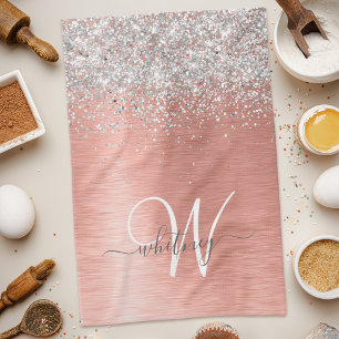 Linge De Cuisine Rose Gold brossé Parties scintillant métallique No