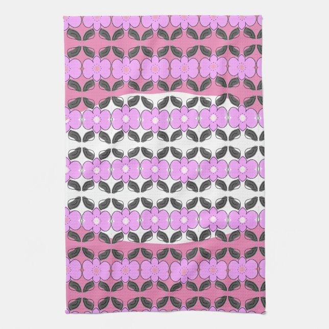 Linge De Cuisine Rose gris et blanc (Vertical)