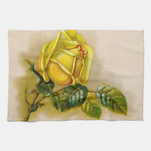 Linge De Cuisine Rose jaune Antique Vintage Imprimer Art