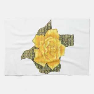 Linge De Cuisine Rose Jaune Du Texas Motif Flower