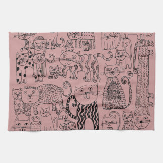 Linge De Cuisine Rose moderne Dusty Cute Cats Motif