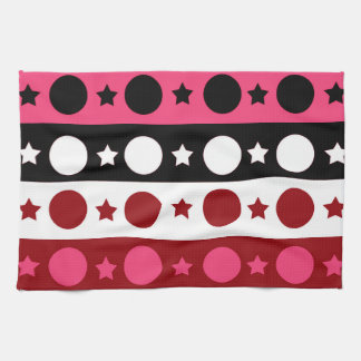 Linge De Cuisine Rose noir blanc Cercle Étoiles rayures Design