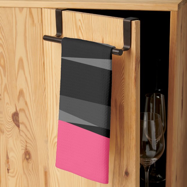 Linge De Cuisine Rose Noir et Gris (Pliage en tiers)
