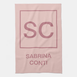 Linge De Cuisine Rose or couleur professionnelle simple nom monogra