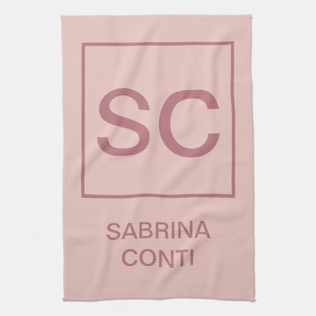 Linge De Cuisine Rose or couleur professionnelle simple nom monogra (Vertical)