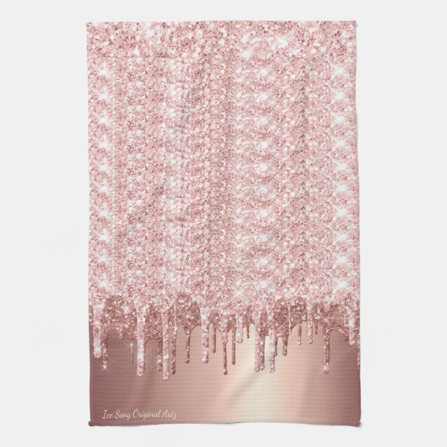 Linge De Cuisine Rose Parties scintillant or (Vertical)